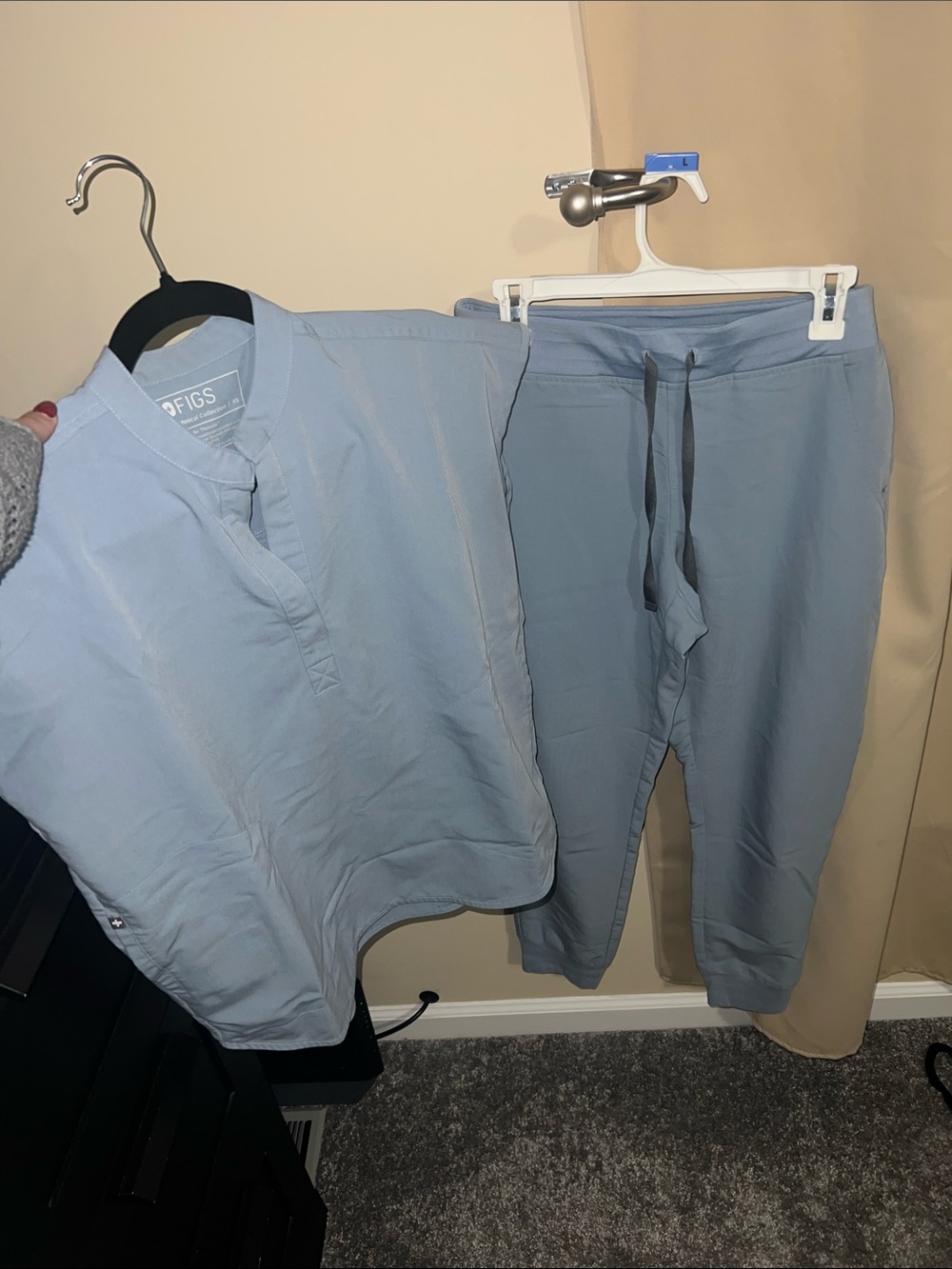 Figs Icy Blue Scrub Top and Jogger Set